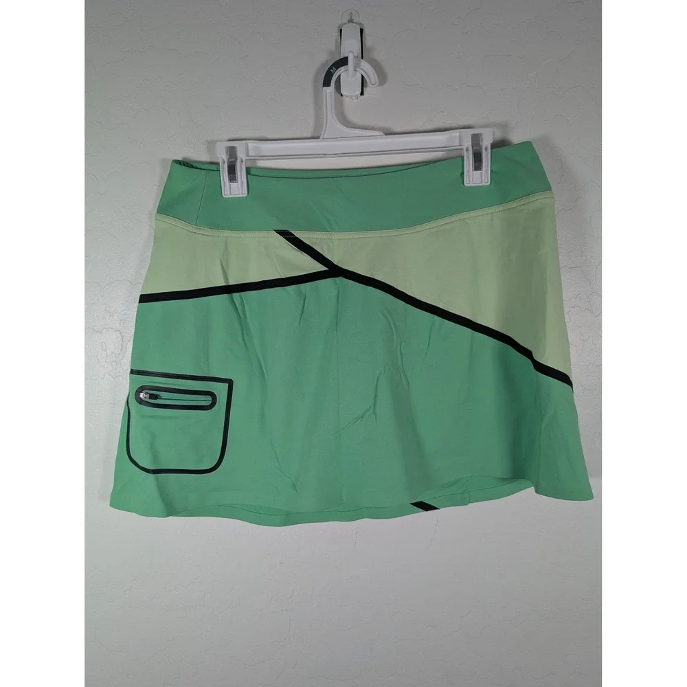 Title Nine Skort Womens Large Green Colorblock Athletic Activewear Pockets Lined